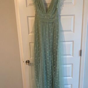 Soieblu Sage Green Dress with Floral Accents